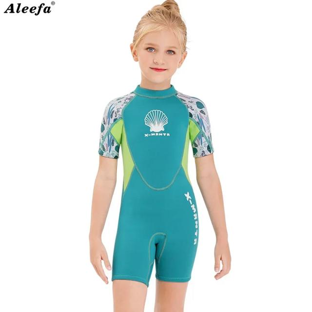 Terno de Mergulho Neoprene para Crianças - Maiô Curto de Surf para Meninas em Inverno, 2,5mm para Mergulho Confortável