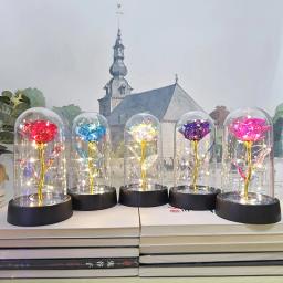 Rosas preservadas para mulheres, rosa galáxia de vidro, luz LED, flor artificial, presente de aniversário para menina, 1pc - Image 4