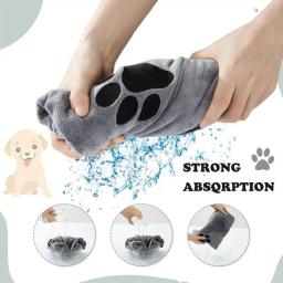 Toalha de banho bordada para animais de microfibra, super macia, absorvente, secagem rápida, grossa, cobertor para cães, roupão de banho para gatos - Image 4