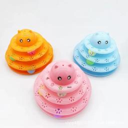 Tripla camada Spin roda brinquedo para gatinhos, quatro camadas, interativo Pet fornecimentos, cabeça, atacado - Image 3