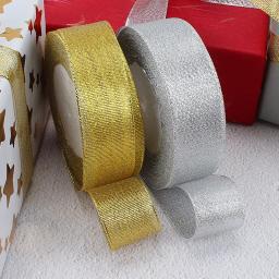 Fita metálica de glitter dourada e prateada, fita para o casamento, presente, decoração, artesanato, diy - Image 4