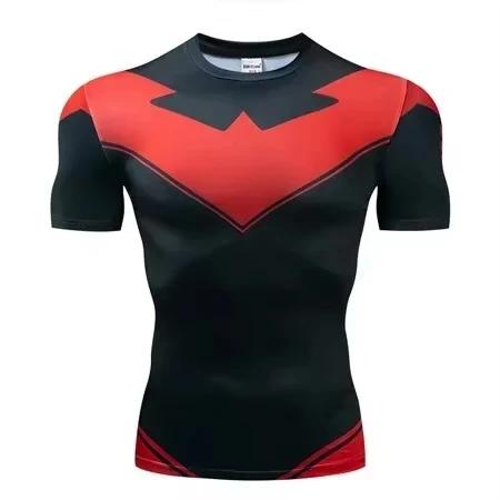 Camisa de compressão de manga curta Red Nightwing Thanos Camiseta com estampa 3D para adultos_crianças 2025 novo produto Crossfit fitness top
