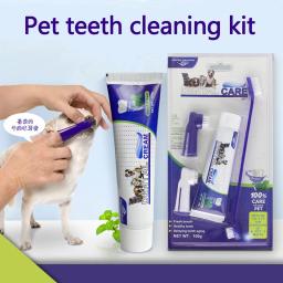 Kit de Controle Tártaro para Animais de Estimação, Creme Dental, Escova Dental, Kit Cuidados Odontológicos para Gato, Limpeza Dentes, Grooming Suprimentos, 4PCs - Image 1