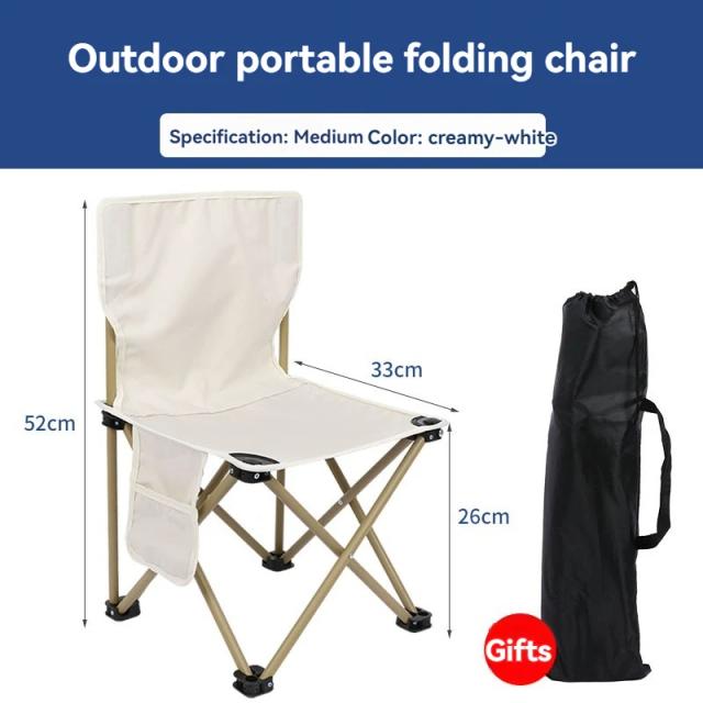 Cadeira Dobrável Portátil com Encosto em Pano Oxford Espessado para Piqueniques e Camping