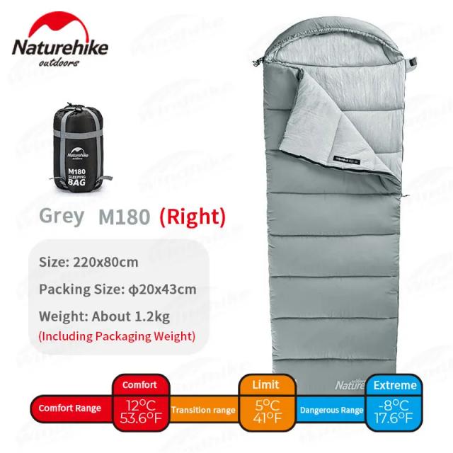 Saco de Dormir Naturehike Ultraleve de Algodão com Capuz em Poliéster 210T para Inverno, Envelope Macio e Compacto