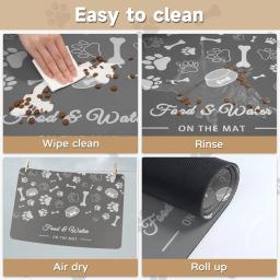 Tapete de alimentação para cães de estimação, 60x90cm, para comida e tigela de água com suporte de borracha à prova d'água, secagem rápida, tapete de água para cães e gatos - Image 6
