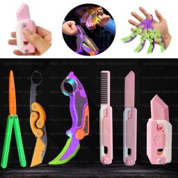 Nova impressão 3d plástico borboleta garra faca cenoura gravidades faca brinquedo de descompressão crianças descompressões empurrar cartão pequeno brinquedo - Image 1