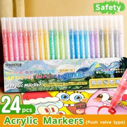 Marcadores de Tinta Acrílica para Artesanato DIY, Fontes de Arte, Fontes de Arte, Madeira, Lona, Pedra, Gasolina, Vidro, Superfícies Cerâmicas, 12, 24 Pack - Image 1