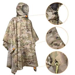 Camuflagem tático capa de chuva para homem portátil dobrável adulto exército impermeável coberto poncho militar feminino motocicleta casaco de chuva - Image 6
