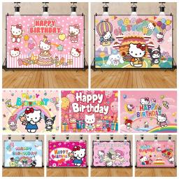 Olá Kitty Tema Fotografia Fundo, Decoração Banner Personalizado, Foto Props Suprimentos, Festa de aniversário, Baby Shower, Retrato, Menina - Image 1