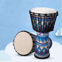 Tambor de Cabra Africano para Adultos e Crianças, Padrões Artísticos Coloridos, Tambor Djembe, grande presente para Iniciantes, Iniciantes Africanos, 8in - Image 2