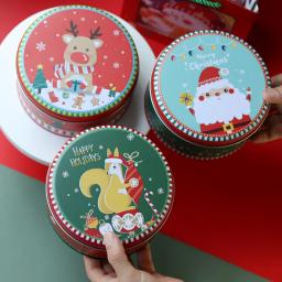 Redonda Metal Presentes De Natal Caixa De Embalagem, Caixa De Armazenamento De Cookies, Latas De Doces, Presente De Decoração De Natal Para Crianças, Novo - Image 1