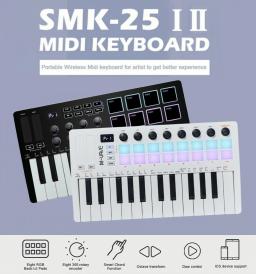 M-VAVE-MIDI Pad Controller Keyboard, USB Mini Keyboard, Software de Produção Musical Incluído, 16 RGB Drum Pads, 8 Knobs, SMK-25 II, 25 Key - Image 1