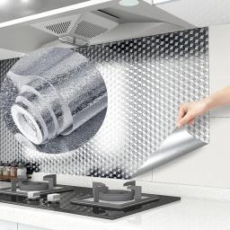 Papel De Folha De Alumínio Impermeável, Resistente A Alta Temperatura, Adesivos De Parede Resistentes A Óleo, Armários De Cozinha - Image 1