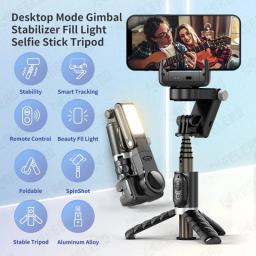 Keelead gimbal de rotação 360, tripé selfie stick com luz de preenchimento remota seguindo tiro, estabilizador para smartphone ao vivo/vlog - Image 2