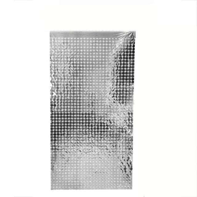 Cortina de Chuva Brilhante para Decoração de Festas de Aniversário e Casamento - Ouro, Preto e Prata - 1x2m