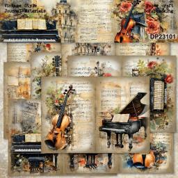 Pacote de Cartões Artesanais Panalisa, Estilo Vintage, Música Scrapbooking, Papel Modelado, Peso Leve, 8 Folhas, Tamanho A5 - Image 1