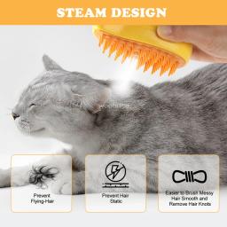 Escova a vapor para gato e cão, pulverizador elétrico para massagem, pet grooming ferramenta, 3 em 1 pente de massagem - Image 2