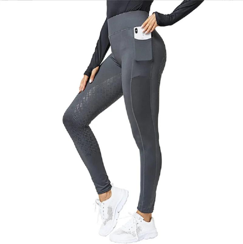 Nova moda esportes assento completo calças de cavalo de silicone feminino equestre roupas esportivas elásticas cintura alta apertado equitação anti deslizamento calças - Image 1