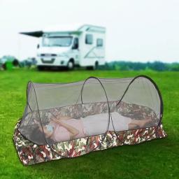 Dobrável portátil mosquiteiro para viagens tenda de malha com saco de transporte acampamento ao ar livre mosquito net tenda com fundo para cama solteiro - Image 4