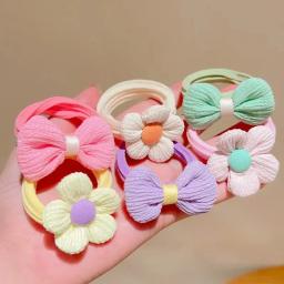 Corda de cabelo bonito coreano com bowknot, anel elástico de alto valor, faixa de cabelo para o miúdo, sem danos, princesa Acessório, 6PCs - Image 2