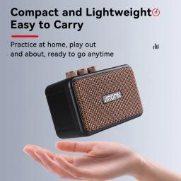 Mini amplificador de guitarra elétrica, Amplificador de guitarra portátil, Pequenas práticas com Bluetooth, Canais Clean e Overdrive, 5W - Image 4