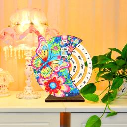 DIAPAI-Pintura Diamante Calendário Ornamentos, Calendário Rotativo De Madeira, Kit De Decoração De Mesa, 5D Bordado DIY, Decoração De Flor De Borboleta - Image 3