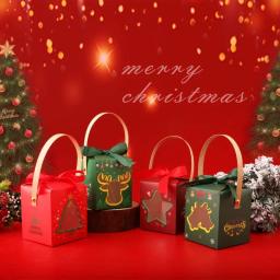 Caixa de presente de Natal com alça, embrulho para casa, Natal, doces, chocolate, maçã, decoração de festa de ano novo - Image 5