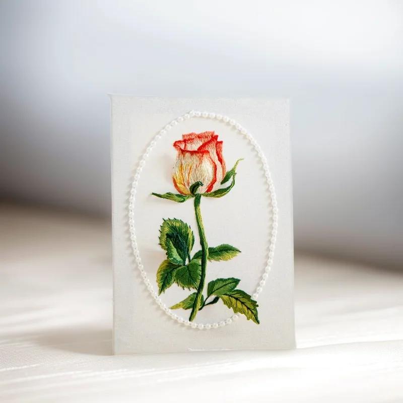 3D rosas bordado kit com moldura, aro e bordado acessórios, artesanato decoração, presente dos namorados - Image 1