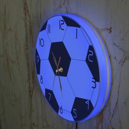 Futebol 3d impresso relógio de parede com luz de fundo para sala estar bola de futebol néon decoração da casa design moderno relógio luminoso - Image 5