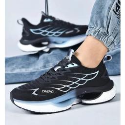 Sapatos pretos de amortecimento respirável para homens, tênis de basquete, calçado de cesta, jogging ao ar livre, calçados esportivos casuais, moda - Image 2