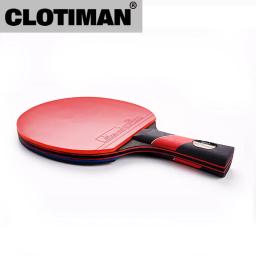 Raquete de tênis de mesa de bat de carbono de alta qualidade com raquete de pingue-pongue de borracha alça curta raquete de mesa de tênis alça longa ofensiva - Image 1