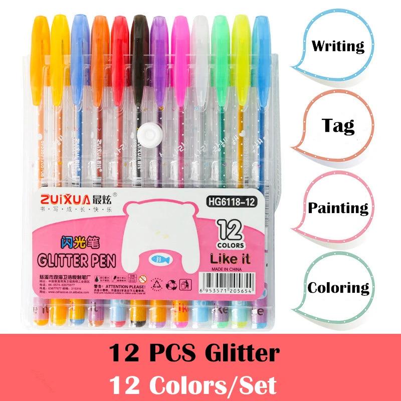 Glitter Gel Canetas Set para adultos, livros para colorir, revistas, desenho, rabiscar, Art Markers, cores, 12, 24, 36, 48 pcs - Image 1