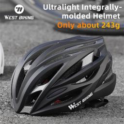 WEST BIKING-Capacete de Ciclismo Ultraleve para Homens e Mulheres, Moldagem Integrada, Respirável, Corrida, MTB, Road Bike, Capacete Equipamento - Image 1