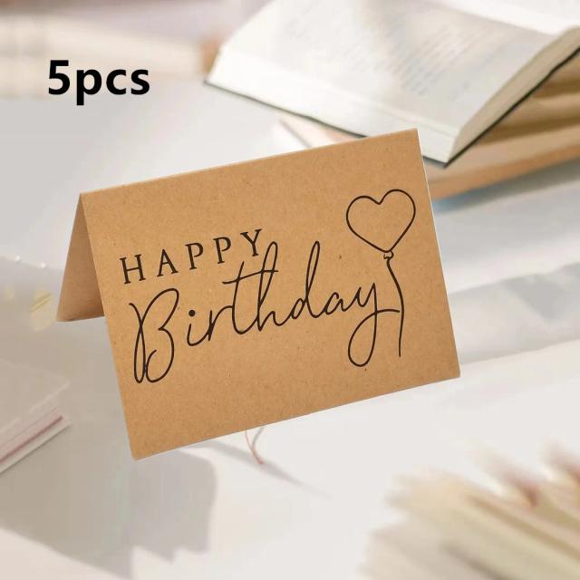Cartões de Papel Kraft para Aniversário - Alta Qualidade para Bolos e Presentes, Medindo 10cm x 14,5cm, Conjunto com 5 Unidades