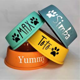 Personalizado Impresso Dog Food Bowl, Plastic Dog Bowl, Custom Food and Water Bowl, Pet Gift, Treat Decalques Rótulos Pet Acessório - Image 1