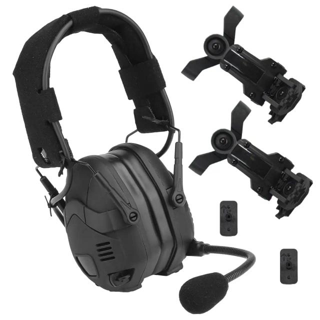 Fones de Ouvido Bluetooth com Cancelamento de Ruído e Acessórios para Airsoft: Capacete FAST, Óculos de Proteção, Luzes Intermitentes e Balaclava.