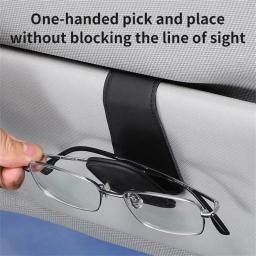Universal Car Auto Sun Visor Eyeglass Hanger Suporte de óculos de couro Clipe magnético multifuncional Acessórios de armazenamento de automóveis - Image 4