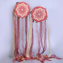 1pc estilo dunhuang fita pandeiro instrumento musical de percussão pandeiro com streamer hanfu cosplay fotografia dança prop - Image 3