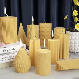 Molde De Vela Cilíndrica Diamond Stripe Triângulo Cilíndrico Cone Variável Silicone Mold Produtos de Produção de Vela Geométrica DIY - Image 1