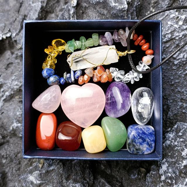 Conjunto de Pulseiras e Colar em Pedra Natural Cristal: Pedras Preciosas, Chakras, Cura Espiritual e Decoração Artesanal para Presentes