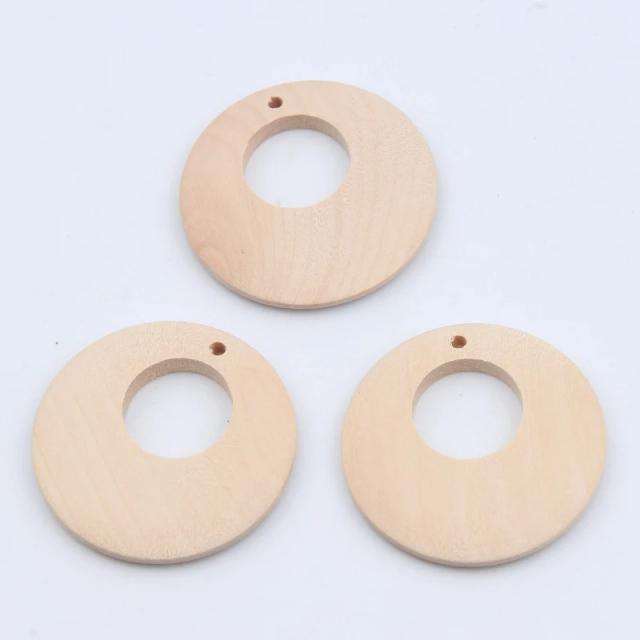 Contas de Madeira Natural para Jóias DIY: Anéis, Pingentes, Brincos e Colares - Pacote com 20 Unidades de 40mm