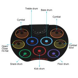 Bateria eletrônica portátil para iniciantes, percussão instrumento, mão laminados, colorido - Image 2