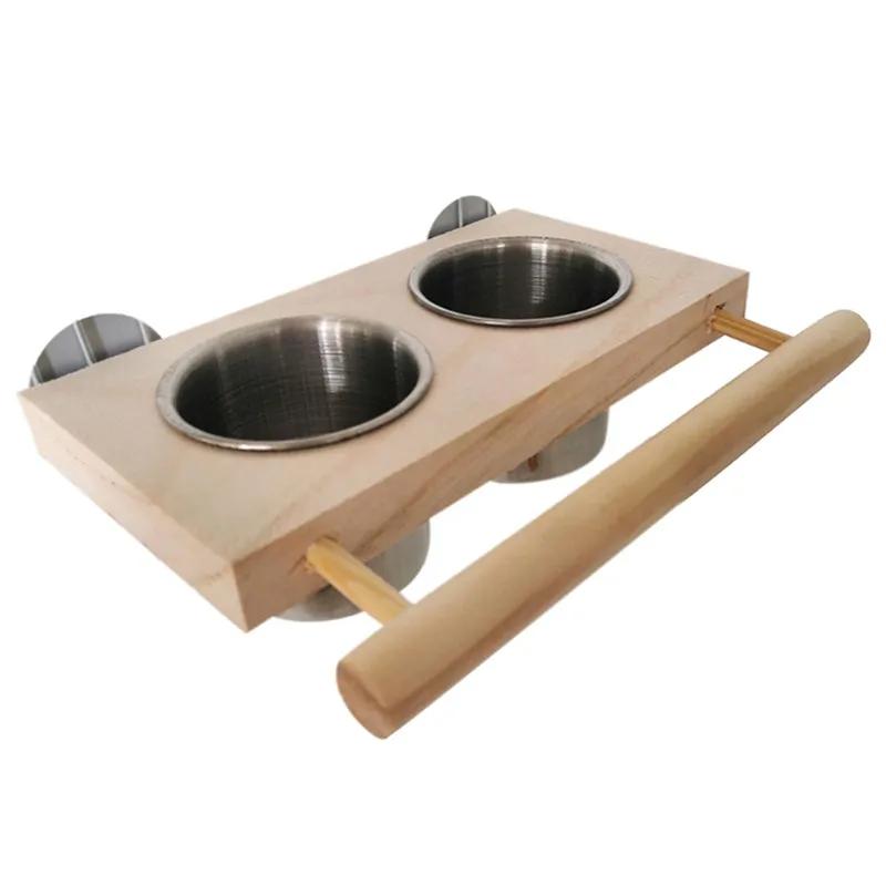 Copos de alimentação de pássaros suspensos para gaiola, Alimentador de papagaio, Tigela de comida e água com poleiro, fácil de instalar - Image 1