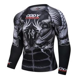 Masculino personalizado impresso fightwear, manga comprida, jiu jitsu compressão Rashguard, bjj camiseta, camisa de boxe, exercício bodybuild t - Image 6