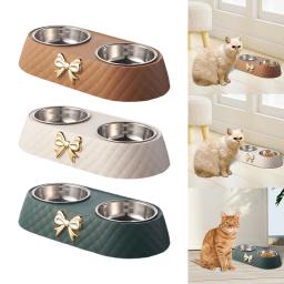 Tigelas duplas antiderrapantes removíveis duplas para cães e gatos, acessórios duráveis, simples de limpar, filhote de cachorro pequeno conveniente, tamanho 34x17,5x6,5 cm - Image 2