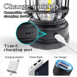 Retro portátil Camping lanterna 6000mAh ao ar livre querosene Vintage acampamento lâmpada modos tenda luz para caminhadas escalada quintal - Image 5