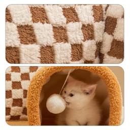 Túnel almofadado com bola de pelúcia para gato, cama caverna, tubo de túnel, brinquedos para cachorro, coelho, furão, 2 em 1 - Image 5