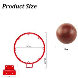 Meta de basquete dobrável para crianças, interior e exterior, aro suspenso com bola de 16cm e inflador, 32cm - Image 2