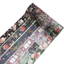 Fita adesiva larga Washi, fitas decorativas, rótulo, papel planejador, artesanato para planejadores de festas, jornal, decoração, 12pcs - Image 5